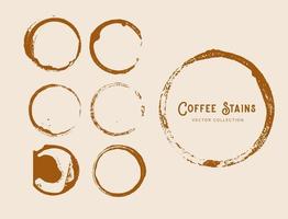 traccia di macchia di tazza di caffè nel set di raccolta vettoriale a forma di cerchio
