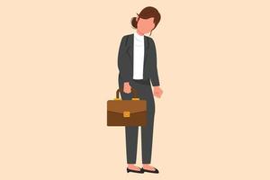 business piatto stile cartone animato disegno donna d'affari depressa guardando in basso, tenendo la valigetta. donna che soffre di stress da pressione mentale. fallimento sulla recessione economica. illustrazione vettoriale di progettazione grafica