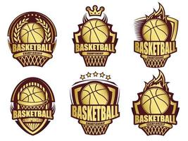 illustrazione del set di simboli di basket dorato vettore