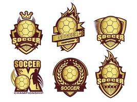 illustrazione del set di logo di calcio d'oro vettore