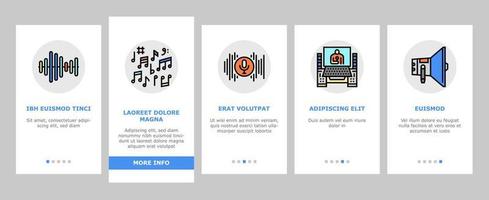 set di icone per l'onboarding dell'attrezzatura da studio di registrazione musicale vettore