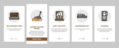 set di icone di onboarding per il servizio di sepoltura funebre vettore