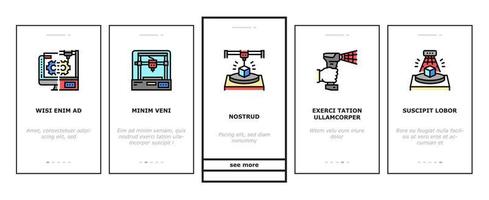 Il software di modellazione 3d e le icone di onboarding del dispositivo impostano il vettore
