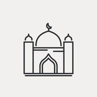 icona araba della moschea e del minareto. tempio della religione islamica per dio allaha. illustrazione vettoriale su sfondo bianco tratto modificabile