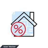 percentuale icona home logo illustrazione vettoriale. modello di simbolo della casa di sconto per la raccolta di grafica e web design vettore