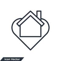 illustrazione vettoriale del logo dell'icona della casa dei sogni. modello di simbolo di amore e casa per la raccolta di grafica e web design