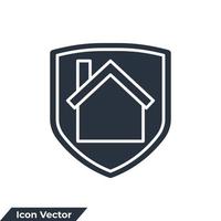 illustrazione vettoriale del logo dell'icona della casa di assicurazione. scudo e modello di simbolo della casa per la raccolta di grafica e web design