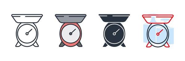 illustrazione vettoriale del logo dell'icona della bilancia da cucina. modello di simbolo di peso per la raccolta di grafica e web design