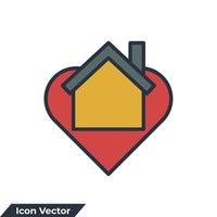 illustrazione vettoriale del logo dell'icona della casa dei sogni. modello di simbolo di amore e casa per la raccolta di grafica e web design