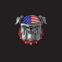 mascotte della bandiera del bulldog vettore