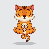 illustrazione del fumetto di yoga della tigre sveglia vettore