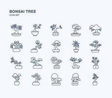 insieme dell'icona del profilo dell'albero dei bonsai vettore