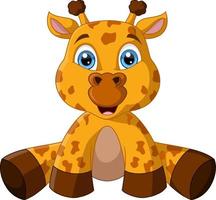 cartone animato carino giraffa bambino seduto vettore