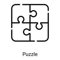 icona della linea di puzzle isolata su priorità bassa bianca vettore