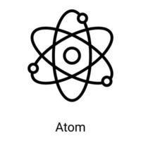 icona della linea dell'atomo isolata su sfondo bianco vettore