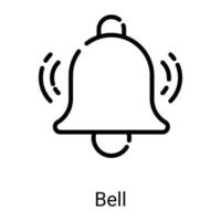 allarme, icona della linea campana isolata su sfondo bianco vettore