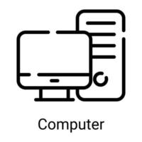cpu, icona della linea di computer isolata su sfondo bianco vettore