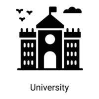 icona della linea di costruzione dell'università isolata su priorità bassa bianca vettore