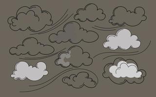 elementi del set.vector della nuvola di stile di schizzo di doodle disegnato a mano vettore