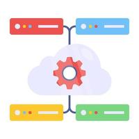 icona del design piatto concettuale dell'impostazione cloud vettore