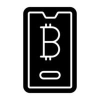 icona di download premium di bitcoin mobile vettore