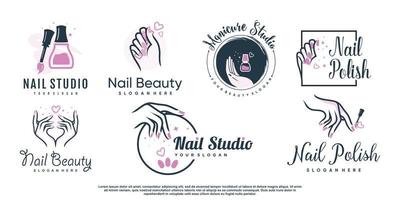 set di design del logo di bellezza delle unghie per con il vettore premium del concetto di elemento creativo