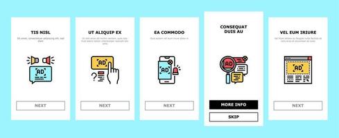 nessun annuncio pubblicizza icone di onboarding gratuite impostate vettore