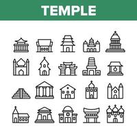 icone della costruzione di architettura del tempio impostano il vettore