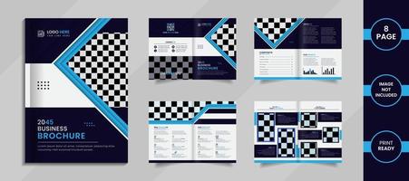 design moderno dell'opuscolo aziendale con forme creative, ombre e informazioni di colore azzurro intenso. vettore