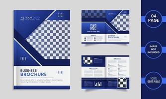 design brochure aziendale di 4 pagine con forme geometriche di colore sfumato blu. vettore