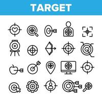 set di icone vettoriali di elementi di raccolta obiettivo obiettivo