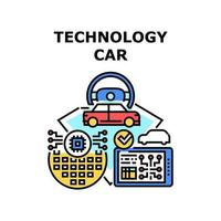 illustrazione vettoriale dell'icona dell'auto di tecnologia