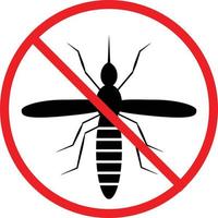 segnale di avvertimento zanzara. icona anti zanzare su sfondo bianco. segno di divieto. fermare il virus Zika. vettore