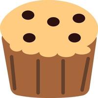 icona di muffin su sfondo bianco. logo della focaccina. segno di cioccolato muffin. simbolo della focaccina con gocce di cioccolato. stile piatto. vettore