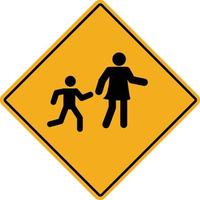 bambini che attraversano icona su sfondo bianco. segno della scuola. simbolo di avvertimento della scuola. stile piatto. vettore