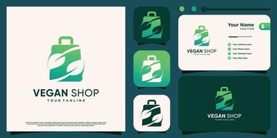 logo del negozio vegano con vettore premium di concetto di elemento creativo