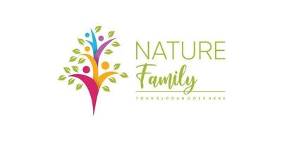 design del logo dell'icona della famiglia della natura con vettore premium creativo in stile moderno