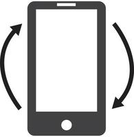 icona di rotazione del telefono su sfondo bianco. stile piatto. simbolo di rotazione del telefono nero. vettore