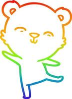 arcobaleno gradiente linea disegno felice cartone animato orso polare che balla vettore