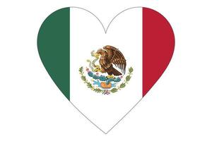 vettore di bandiera del cuore del Messico su sfondo bianco.