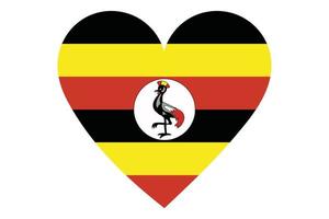 vettore di bandiera del cuore dell'uganda su sfondo bianco.