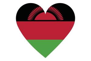 vettore di bandiera del cuore del Malawi su sfondo bianco.