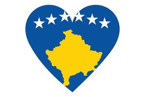 vettore di bandiera del cuore del Kosovo su sfondo bianco.
