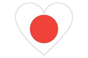 vettore di bandiera del cuore del Giappone su sfondo bianco.