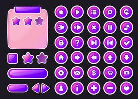 una serie di pulsanti per un'interfaccia di gioco in stile cartone animato personalizzata vettore