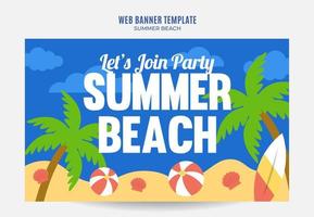 giorno d'estate - banner web per feste in spiaggia per poster di social media, banner, area spaziale e sfondo vettore