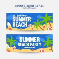 giorno d'estate - banner web per feste in spiaggia per poster orizzontale, banner, area spaziale e sfondo dei social media vettore