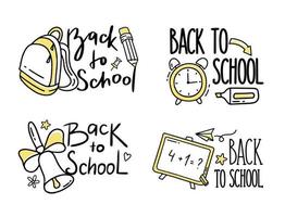 torna alla scuola di lettering doodle element. illustrazione vettoriale in stile linea.