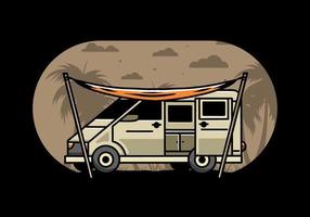 design dell'illustrazione del camper e del doppio tetto del furgone vettore
