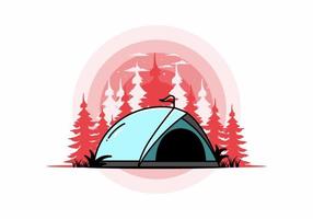 disegno del distintivo dell'illustrazione del campeggio della tenda della cupola vettore